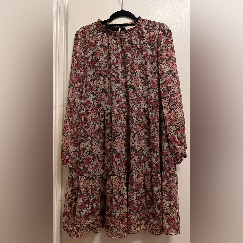 LOFT Flowy Floral Long Sleeve Dress